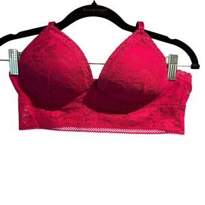 Victoria's Secret Size Medium Lace Lounge Bra Hot Pink Soft Stretchy Comfy